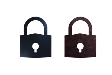 Pad lock icon symbol with texture green and brown