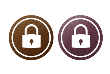 Pad lock icon symbol with texture gold and red