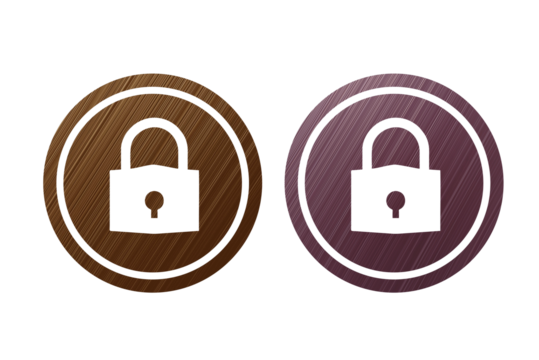 Pad lock icon symbol with texture gold and red