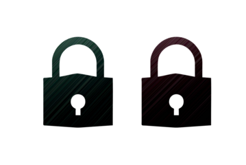 Pad lock icon symbol with texture green and red
