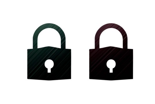 Pad lock icon symbol with texture green and red