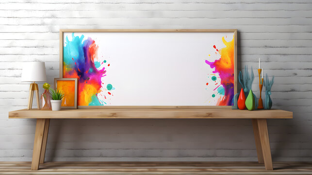 Colorful Mock up frame for pictures or artworks