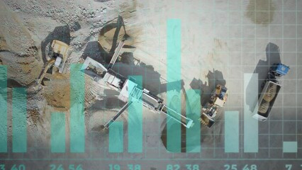 Working progress graphs of excavator and heavy machines doing mining and excavation. 3D render - Powered by Adobe