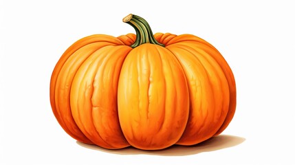 Realistic Drawing of a Pumpkin for Halloween on a White Background AI Generated