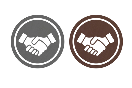 Shake hand icon symbol with texture brown and gray