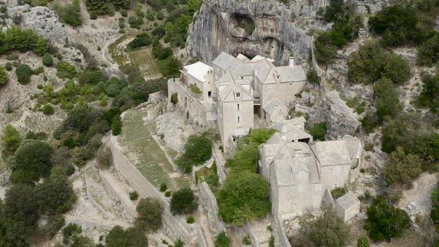 Blaca Hermitage - Memorial In Brac Island, Croatia - Aerial Drone Shot