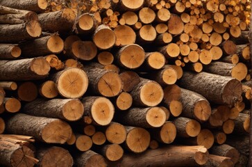 Wooden log pile photography, Wooden Logs Form a Symphony of Rustic Coziness, Evoking the Warmth and Comfort of a Tranquil Retreat