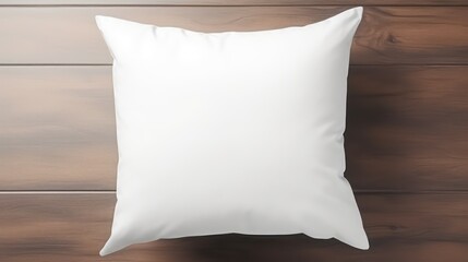 White pillow mockup on a wooden background