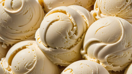 Vanilla ice cream scoop close up texture