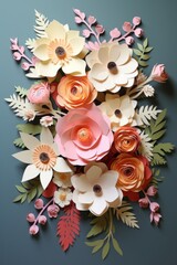 Floral Paper Craft Border AI Generated