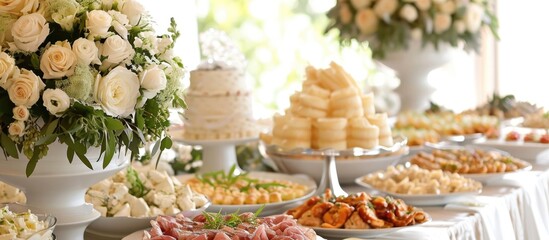 White wedding food table.