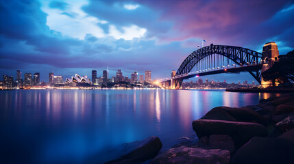 Obraz premium The night view of the beautiful city of Sydney, Australia