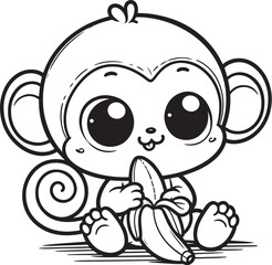 cute coloring page monkey
