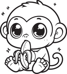 cute coloring page monkey