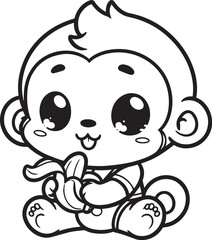 cute monkey coloring page