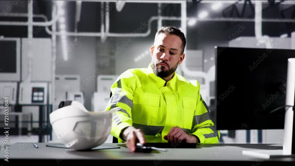 Poster Shocked Engineer In Automated Semiconductor Assembly Line