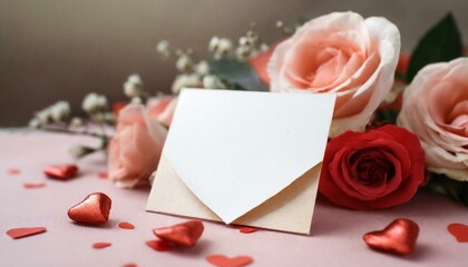 pink rose and card