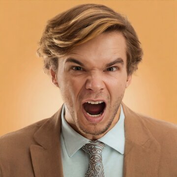 Desperate angry man with furious expression 