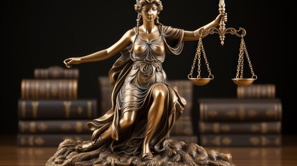 Lady Justice Statue Standing Proudly AI Generated