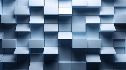 Abstract background of blue cubes. 3d rendering, 3d illustration. Generative AI