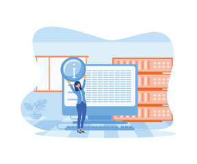 Management information system concept with woman in front of computer screen.  flat vector modern illustration  © Alwie99d