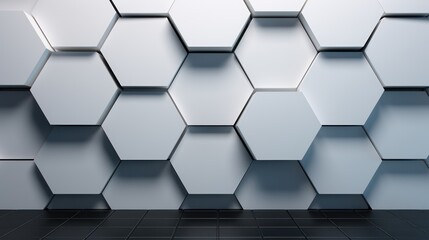 Fototapeta premium 3d render of abstract background with hexagons. Futuristic interior design. Generative AI