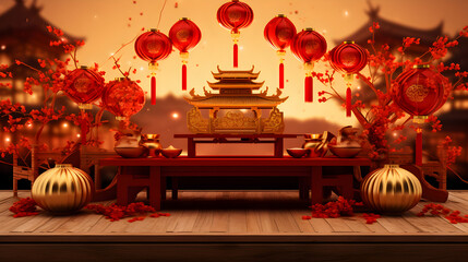Chinese new year concept with copy space,,
Group of red lanterns decoration at outdoor Pro Video

