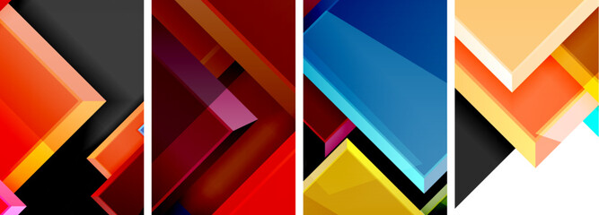 Color glass glossy square composition poster set for wallpaper, business card, cover, poster, banner, brochure, header, website