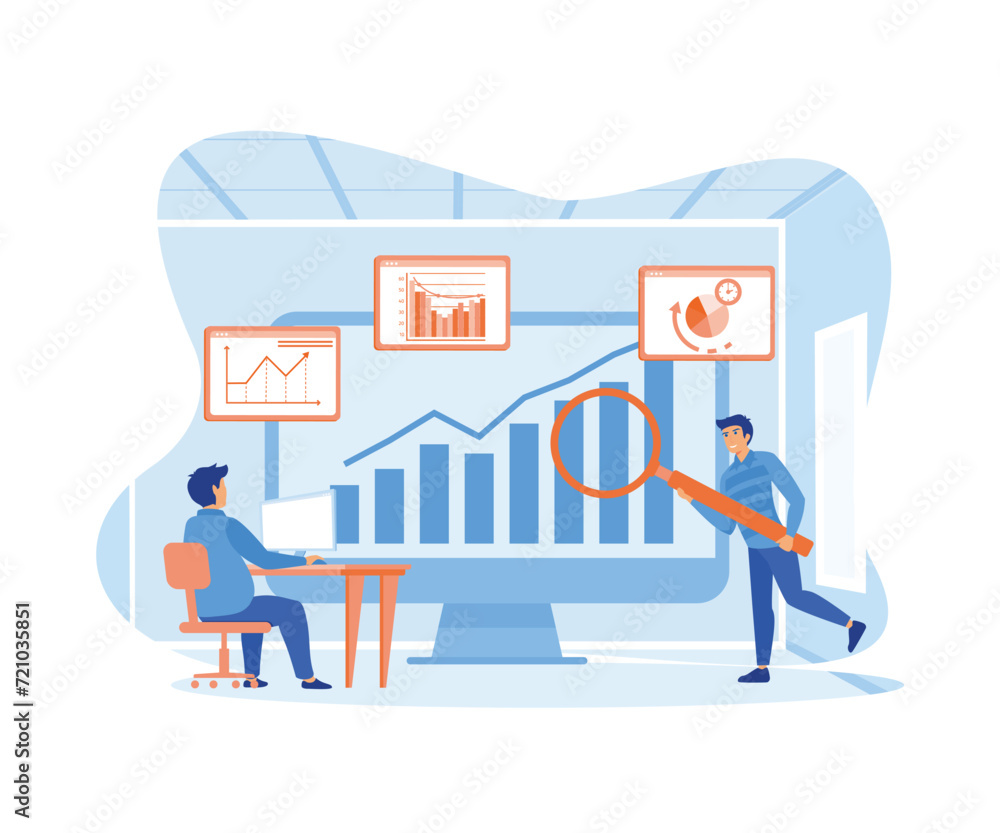 Aufkleber data analysis for business financial investment concept with team of business people working on moni