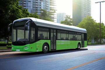 Deurstickers 한국 서울 도심을 달리는 빨간버스 초록버스 파랑버스 한국 대중교통 seoul korea bus © karhn