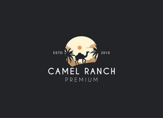 desert camel silhouette logo design. Camel ranch logo design.