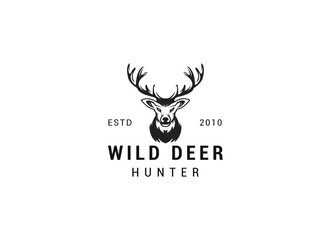 Deer Head Logo Design. Deer Logo Vector illustration. Deer hunter logo