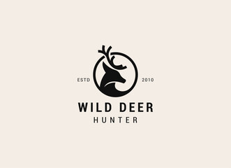Deer Head Logo Design. Deer Logo Vector illustration. Deer hunter logo