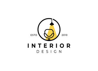 Interior minimalist room, gallery furniture logo design vector	
