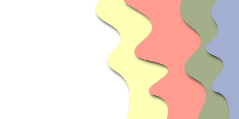 Modern paper cut art cartoon abstract waves background. Abstract colorful paper cut vector realistic relief. Background template for banners, flyers, presentations. vector illustration. 