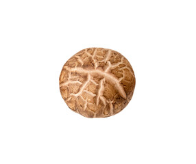 Top view of fresh or dry shiitake mushroom isolated  on white background with clipping path