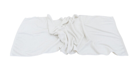 White crumpled towel after use isolated on white background with cllipping path
