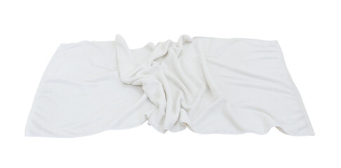 White crumpled towel after use isolated with cllipping path in png file format
