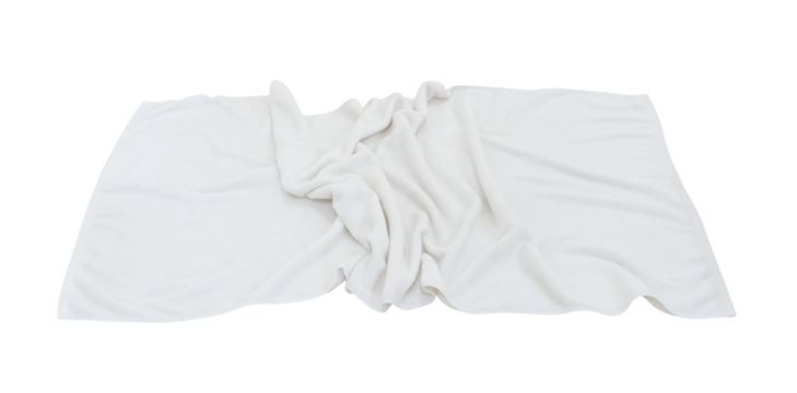 White crumpled towel after use isolated with cllipping path in png file format