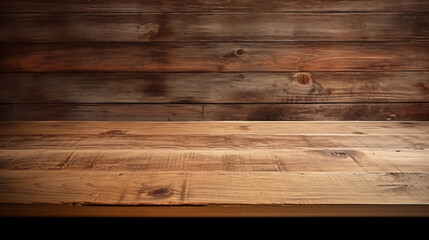 ヴィンテージ木材の壁とテーブル - obrazy, fototapety, plakaty