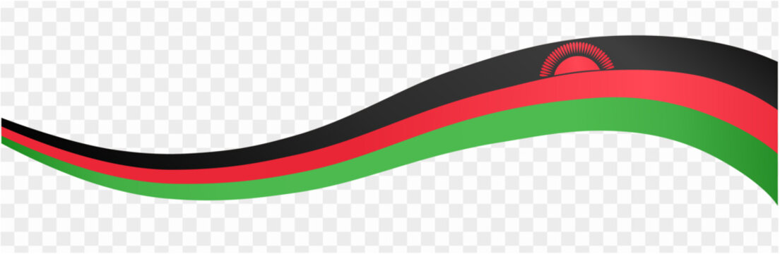 Malawi flag wave isolated on png or transparent background vector illustration.