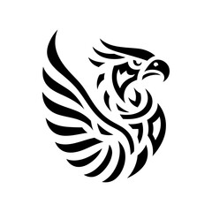 modern tribal tattoo eagle, abstract line art of animals, minimalist contour. Vector 
