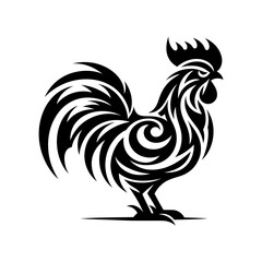 Fototapeta na wymiar modern tribal tattoo chicken, rooster., abstract line art of animals, minimalist contour. Vector 