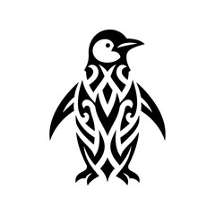 modern tribal tattoo pinguin, abstract line art of animals, minimalist contour. Vector 