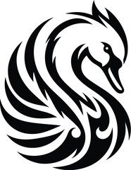 modern tribal tattoo swan, abstract line art of animals, minimalist contour. Vector 