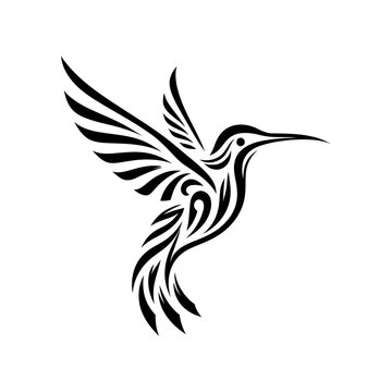 recommend clip art: modern tribal tattoo hummingbird, abstract line art of animals, minimalist contour. Vector 