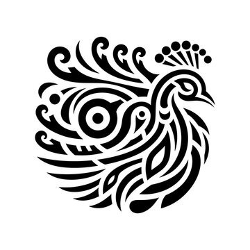 recommend clip art: modern tribal tattoo peacock, abstract line art of animals, minimalist contour. Vector 