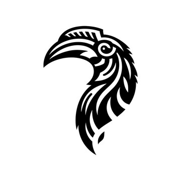 recommend clip art: modern tribal tattoo hornbill, abstract line art of animals, minimalist contour. Vector 