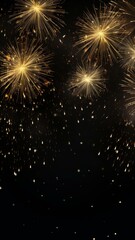Fototapeta na wymiar Golden Fireworks Light Up New Year's Eve Party Background Generative AI