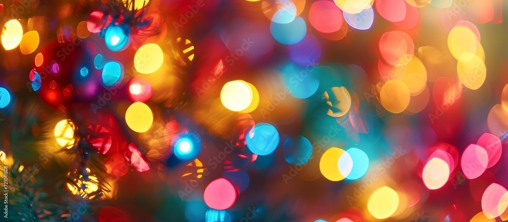 Wall mural Abstract Christmas Lights Background: A Vibrant Display of Abstract Christmas Lights against a Festive Background